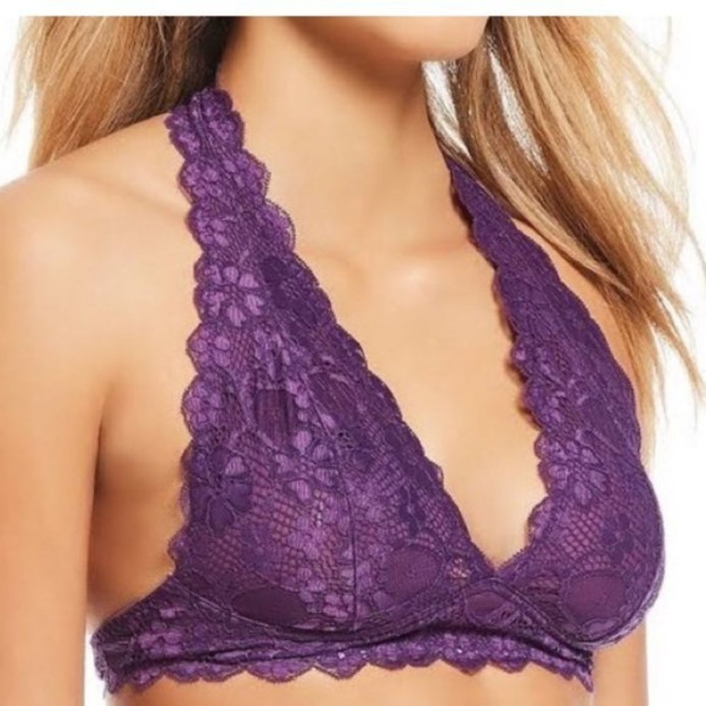 Free People Galloon Lace Halter Bra. S, XS